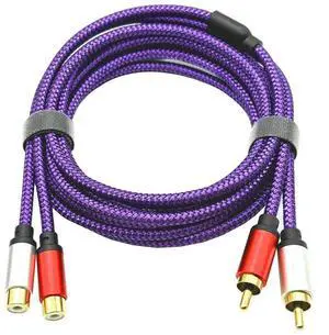 Lotus Head 2 RCA male to female 2 RcA video cable braided wire,two pairs of audio wiresforAV audio system connection line 0.5M