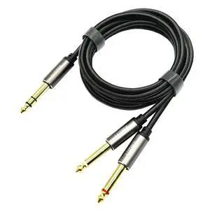 6.35mm large three-core to dual 6.5mm large two-core mixing console effects electronic organ audio stage connection cable  1M