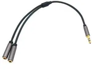 3.5mm gold-plated audio cable adapter for headphone braided net to computer speaker splitter for couples 3.5mm gold-plated audio cable adapter for headphone braided net to computer speaker splitter for couples
