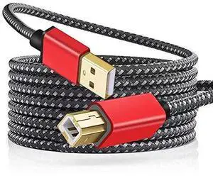 USB 2.0 Nylon Woven Printer Data Connection Cable -0xygen-Ffree Copper -Computer Notebook Square Port UsB Printing Cable   0.6M