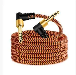 Gold-plated 6 .35mm stereo male-to-male straight-to-curved connector for Cardioid audio 6.35mm microphone cable  0.3M