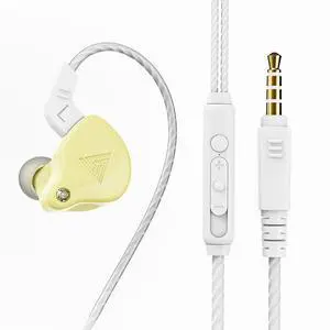 QKZ AK6 sports headphones, in-earstyle, with remote control and microphone,featuringbass and high-quality sound, suitable for mobile phones   Yellow with microphone