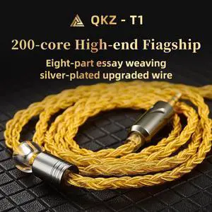 QKZ Tl Eight-Section Silver Plated Upgrade Cable -Silver Plated Upgrade Cable -3.5mm 0.75mm 2-Pin Headphone Upgrade Cable  yellow