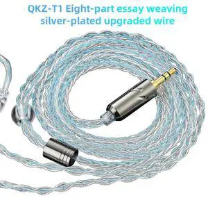QKZ Tl Eight-Section Silver Plated Upgrade Cable -Silver Plated Upgrade Cable -3.5mm 0.75mm 2-Pin Headphone Upgrade Cable   blue