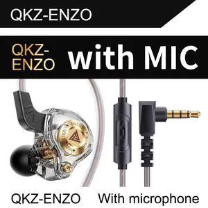 QKZ ENZ0 Enzo ln-Ear Dynamic Driver Headphones Hifi Sound Bass Line Control Wired Headphones   Grey microphone