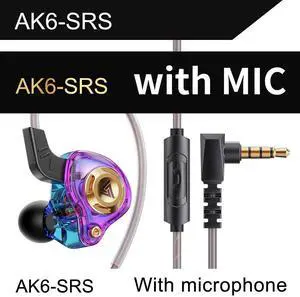 QKZ AK6 SRS mobile phone head p hones - In-ear dvnamic coil headphones with HiFi sound quality and bass boost. Purple microphone QKZ AK6 SRS mobile phone head p hones - In-ear dvnamic coil headphones with HiFi sound quality and bass boost. Purple microphone