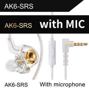 QKZ AK6 SRS mobile phone head p hones - In-ear dvnamic coil headphones with HiFi sound quality and bass boost.   White microphone QKZ AK6 SRS mobile phone head p hones - In-ear dvnamic coil headphones with HiFi sound quality and bass boost.   White microphone