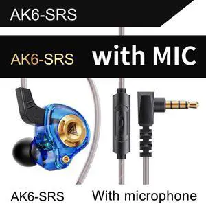 QKZ AK6 SRS mobile phone head p hones - In-ear dvnamic coil headphones with HiFi sound quality and bass boost. Blue microphone QKZ AK6 SRS mobile phone head p hones - In-ear dvnamic coil headphones with HiFi sound quality and bass boost. Blue microphone