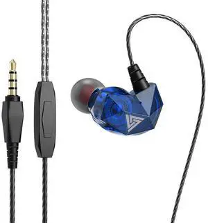 QKZ AK2 sports running fashionable in-ear diamond headphones for mobile phone music, with powerful bass, blue QKZ AK2 sports running fashionable in-ear diamond headphones for mobile phone music, with powerful bass, blue