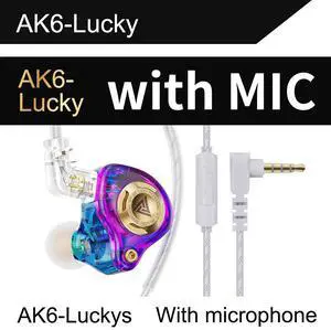 QKZ AK6 Lucky In-ear Dynamic Transducer Headphones -Plug-and-play headphones with three-leveltuning purple QKZ AK6 Lucky In-ear Dynamic Transducer Headphones -Plug-and-play headphones with three-leveltuning purple