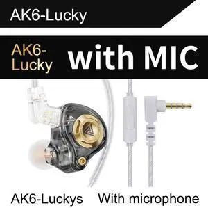 QKZ AK6 Lucky In-ear Dynamic Transducer Headphones -Plug-and-play headphones with three-leveltuning black QKZ AK6 Lucky In-ear Dynamic Transducer Headphones -Plug-and-play headphones with three-leveltuning black