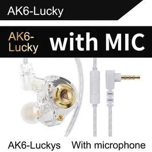 QKZ AK6 Lucky In-ear Dynamic Transducer Headphones -Plug-and-play headphones with three-leveltuning white QKZ AK6 Lucky In-ear Dynamic Transducer Headphones -Plug-and-play headphones with three-leveltuning white