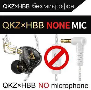 QKZx HBB in-ear headphones withremote control and microphone, suitable for HlFl music, gaming, and general use, a jointcollaboration product.Black microphone Black