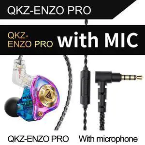 QKZ ENZ0 PRO - Enzo Mobile Headphones - In-ear heavy bass wired remotecontrol-Rechargeable wire plug-in headphones  Purple microphone
