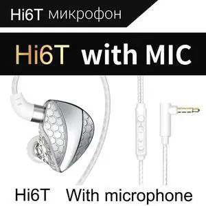 QKZ Hi6T Over-ear Headphones -Monitoring Headphones -Line-ControlledBass Headphones - Headphones for Mobile Phone Running Live Streaming white