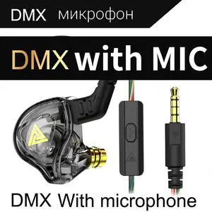 QKZ AK6-DMXIn-ear headphones, monitoring headphones, HlFlmoving-coil wired remote control bass music mobile headphones   black