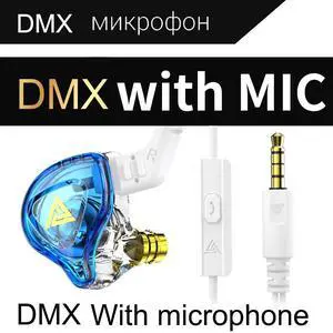 QKZ AK6-DMXIn-ear headphones, monitoring headphones, HlFlmoving-coil wired remote control bass music mobile headphones   blue