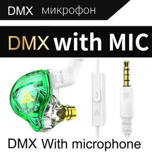 QKZ AK6-DMXIn-ear headphones, monitoring headphones, HlFlmoving-coil wired remote control bass music mobile headphones  Light green