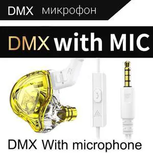 QKZ AK6-DMXIn-ear headphones, monitoring headphones, HlFlmoving-coil wired remote control bass music mobile headphones   yellow