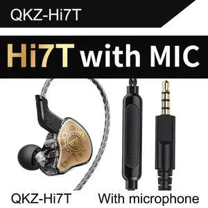 QKZ Hi7T Mobile Headphones -Fitness Running Hi-Fi Wired BassHeadBest-selling Dynamic Crossover Headphones    black