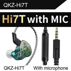QKZ Hi7T Mobile Headphones -Fitness Running Hi-Fi Wired BassHeadBest-selling Dynamic Crossover Headphones    green