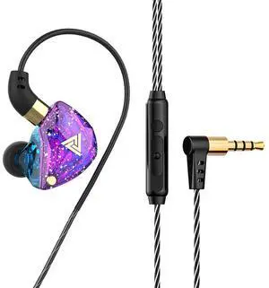 QKZ SK8 Subwoofer Headphones -Gamingheadphones for computers -With remotecontrol and microphone - Sportive in-ear style headphones for first-person shooter games  purple