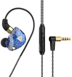 QKZ SK8 Subwoofer Headphones -Gamingheadphones for computers -With remotecontrol and microphone - Sportive in-ear style headphones for first-person shooter games   blue