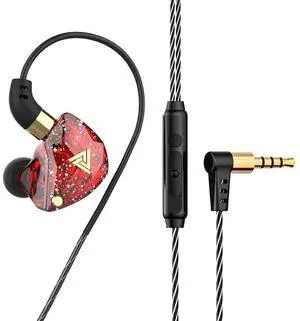 QKZ SK8 Subwoofer Headphones -Gamingheadphones for computers -With remotecontrol and microphone - Sportive in-ear style headphones for first-person shooter games   red