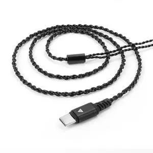 QKZTC 100 Four-strand Silver-Gold Enriched Upgrade Cable -Type-C2PIN -With Microphone -High-End Headphone Upgrade Cable  black