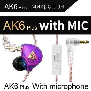 QKZ AK6 PLUS In-ear Dynamic Transducer Headphones with HiFi SoundDeep Bass, Line Control, Wired Headphones for Wholesale, Earplugs  purple