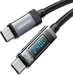 240W USBC to USBC Cable with LED Display 1 Pack 3.3ft, Type C to Type C Cable, USB C Charger Cable Fast Charging Compatible with MacBook Air/Pro, iPad Pro 12.9/11/Air/Mini, Samsung S23/22/21