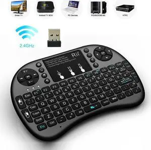 Rii i8+ Wireless Mini Keyboard Mouse backlite Touchpad for PC Smart TV (Black)