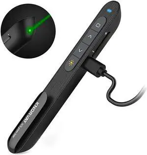 330FT N76 Green Presentation Remote Rechargeable Wireless Presenter Remote with Green Light Presentation Pointer Slide Advancer Support HyperlinkVolumeKeyCustomized