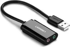 USB Stereo Sound Card, USB External Audio Sound Adapter Card Audio Converter to 3.5mm Headphone Microphone Jack for Mac, PC, Windows.(Black)