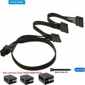 6Pin to 3 SATA Straight SSD Power Supply Cable For Corsair SF450 SF600 SF750 SFX Full Modular ATX Power Supply Unit 18AWG