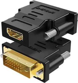 DVI to HDMI Adapter 2-Pack Bi-Directional DVI Male to HDMI Female Converter Support 1080P 3D for PS3 PS4 TV Box Blu-ray Projector HDTV(DVI to HDMI)
