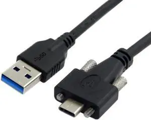 5Gbps USB 3.0 To USB 3.1 Type-C Cable with Screws Locking Connector 1.2m 4ft USB-c Have Lock Screw Space Between 15mm