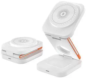 Magnetic three-in-one foldable wireless charger 15W multi-functionalmobile phone, headphones and watch wireless charging mini and compact black white Magnetic three-in-one foldable wireless charger 15W multi-functionalmobile phone, headphones and watch wireless charging mini and compact black white