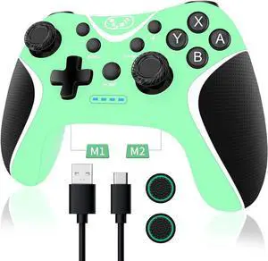 Wireless Switch Pro Controller,Nintendo Switch Controller with Programmable/Vibration/Turbo Compatibility with Nintendo Switch/Lite/OLED/Windows PC,Switch Remote Gamepad with 2 Thumb Caps -  Green