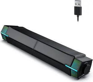 Bluetooth Computer Speakers for PC Desktop Monitor, Gaming PC Sound Bar - Wired USB-Powered, Superb Stereo Sound, with Gradient LED Lighting - Combine/Separate to Customize Your Desk