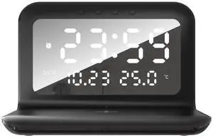 Desktop digital temperature clock alarm clock creative detachable10W/15W wireless fast-charging mobile phone multi-functional charger
