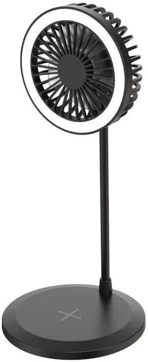 New wireless charger - 10W for fast wireless charging, 15W for private mode,multi-functional with three-speed adjustment, fan with white light for illumination. black