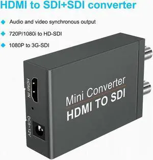HDMI to SDI Converter HDMI Input to SDI 2 Output Support SD/HD/3G-SDI 1080P HDMI to SDI for Camera HDTV
