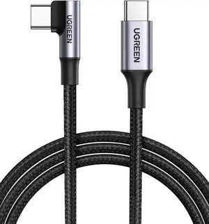 UGREEN Right Angle USB C to USB C Cable, 100W Type C 90 Degree Fast Charging Cable Compatible with iPhone 17/17 Plus/17 Pro/16, MacBook Pro 2022, iPad Pro 2022, Dell XPS, Samsung Galaxy S25/S24, 3.3FT