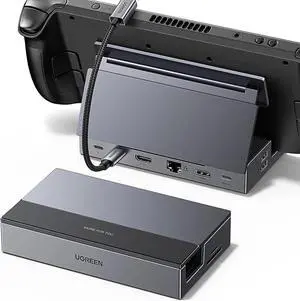 UGREEN Steam Deck Dock 9-in-1 USB C Docking Station with Foldable Stand, 4K@60Hz HDMI, Gigabit Ethernet, PD 100W, 10Gbps USB A&C 3.2, TF/SD Compatible with Steam Deck, Rog Ally, Rog X, Legion Go etc.