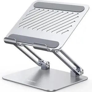 UGREEN Tablet Stand Holder for Desk Dual Rod Support Aluminum Tablet Holder Adjustable Multi-Angle Home Office Accessories Compatible with iPad Pro 13 12 11 10.5 Air Mini 5 4 3 2 Phone E-Reader Silver