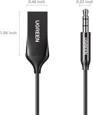 UGREEN Aux to Bluetooth 5.4 Adapter 3.5mm Bluetooth Receiver for Car USB 2.0 to 3.5mm Jack Kit with Built-in Microphone Aux Input for Hands-Free Calls Compatible with Car Speaker and Home Audio