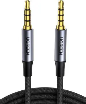 UGREEN 3.5mm Audio Cable Braided 4-Pole TRRS Hi-Fi Stereo Jack Shielded Male to Male AUX Cord Compatible with iPad, Samsung Phones, Tablets, Car Home Stereos, Headphones, Speaker, 3FT
