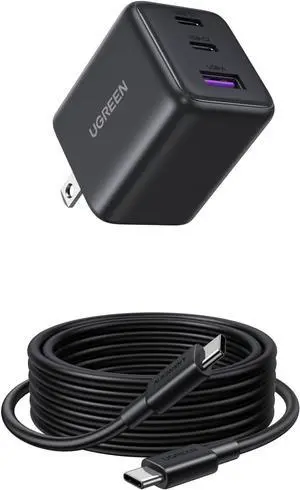 UGREEN 30W Charger for iPhone 17 Fast Charging, 3 Port GaN Charger Block with 3.3ft USB-C Cable for iPhone 17/Air/16/15/14, Samsung Galaxy S25/S24/S23, Pixel 10/9/8/7, iPad and More, Matt Black