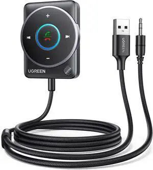 UGREEN Bluetooth 5.4 Aux Car Adapter, [Enhanced Connection & Noise Cancellation], Bluetooth Aux Receiver with Nylon Braided Cable, Plug & Play for Car Music/Hands-Free Calls/Stereo Audio